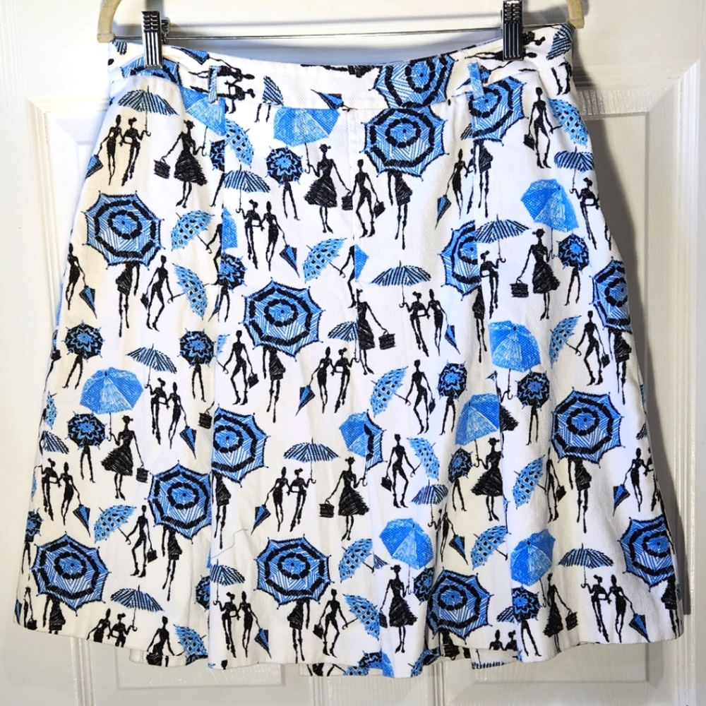 G Factor women with umbrellas pleated midi skirt women's size 12